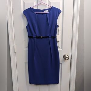 Purple Calvin Klein Sheath dress with belt